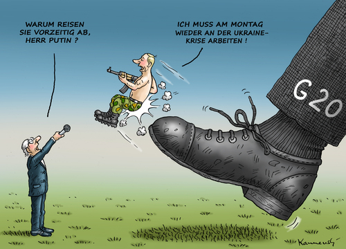 Cartoon: GIPFELSTÜRMER PUTIN (medium) by marian kamensky tagged gipfelstürmer,putin,g20,brisbane,australien,ukraine,krise,gipfelstürmer,putin,g20,brisbane,australien,ukraine,krise