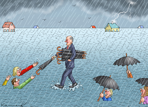 Cartoon: GUMMISTIEFEL NICHT NÖTIG (medium) by marian kamensky tagged überschwemmungen,scholz,überschwemmungen,scholz