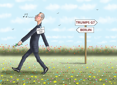 Cartoon: HAPPY MERZ (medium) by marian kamensky tagged g7,harmonie,am,arschberg,g7,harmonie,am,arschberg