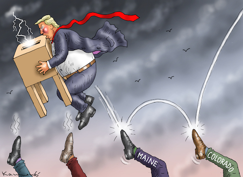Cartoon: HINTERNMASSAGE (medium) by marian kamensky tagged trump,nicht,in,colorado,und,maine,trump,nicht,in,colorado,und,maine