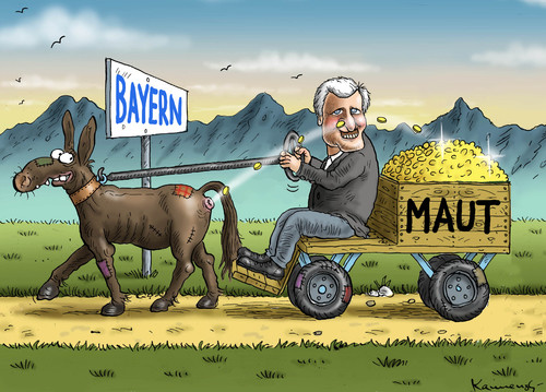 Cartoon: Horst haut die Maut (medium) by marian kamensky tagged autobahnmaut,bayern,seehofer,autobahnmaut,bayern,seehofer