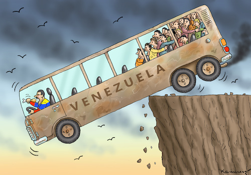 Cartoon: BUSFAHRER MADURO (medium) by marian kamensky tagged venezuela,maduro,trump,putin,revolution,oil,industry,socialism,venezuela,maduro,trump,putin,revolution,oil,industry,socialism