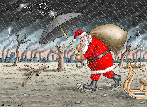 Cartoon: INDUSTRIESANTA (medium) by marian kamensky tagged industriesanta,weihnachten,klimawandel,industriesanta,weihnachten,klimawandel