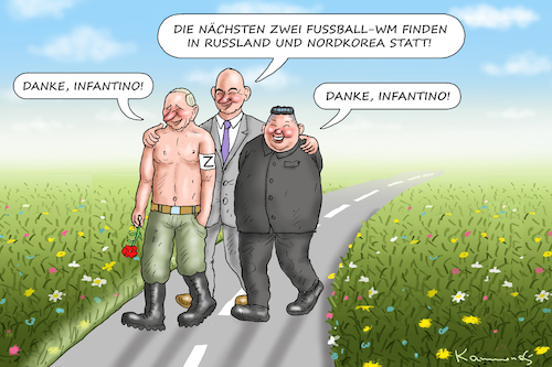 Cartoon: INFANTINOS RACHE AN DEN EUROPÄER (medium) by marian kamensky tagged kein,bier,in,katar,fifa,world,cup,2022,kein,bier,in,katar,fifa,world,cup,2022