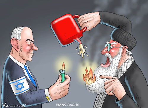 Cartoon: IRANS RACHE (medium) by marian kamensky tagged jungfrauengeile,hisbollah,pager,mossad,hamas,hassan,nasrallah,jungfrauengeile,hisbollah,pager,mossad,hamas,hassan,nasrallah