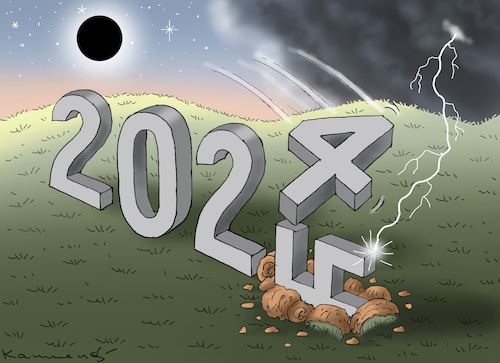 Cartoon: JAHRESKARTE 2025 (medium) by marian kamensky tagged jahreskarte,2025,jahreskarte,2025