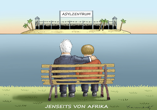 Cartoon: JENSEITS VON AFRIKA (medium) by marian kamensky tagged merkel,seehofer,unionskrise,csu,cdu,flüchtlinge,asylzentren,merkel,seehofer,unionskrise,csu,cdu,flüchtlinge,asylzentren