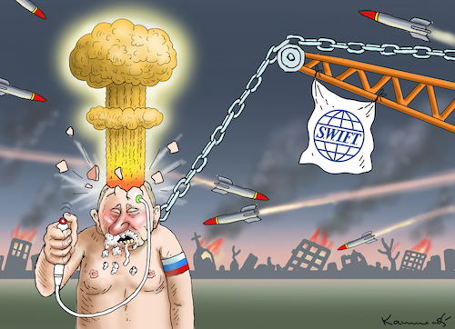 Cartoon: KRIEGSIDIOT PUTIN (medium) by marian kamensky tagged putins,bescherung,ukraine,provokation,swift,nato,osterweiterung,putins,bescherung,ukraine,provokation,swift,nato,osterweiterung