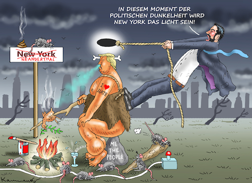 Cartoon: LICHTBRINGER MAMDANI (medium) by marian kamensky tagged lichtbringer,mamdani,new,york,trump,lichtbringer,mamdani,new,york,trump