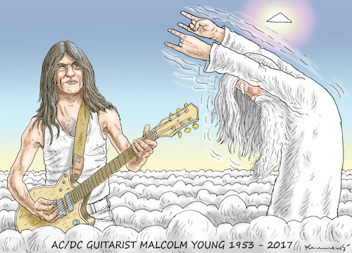 Cartoon: MALCOLM YOUNG  AC DC (medium) by marian kamensky tagged malcolm,young,dies,ac,dc,malcolm,young,dies,ac,dc
