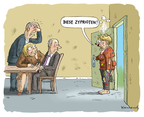 Cartoon: Merkel und die Zyprioten (medium) by marian kamensky tagged zypern,krise,bankenkrise,eu,rettungsschirm,angela,merkel,zypern,krise,bankenkrise,eu,rettungsschirm,angela,merkel