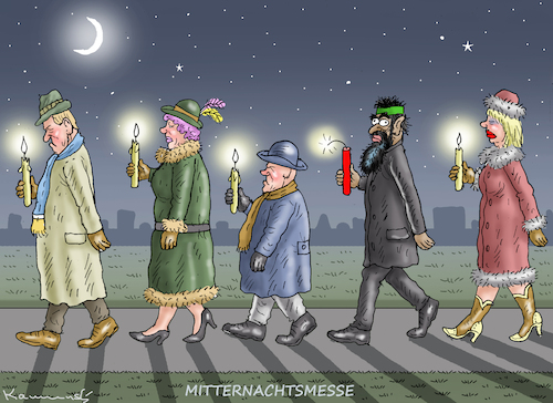 Cartoon: MITTERNACHTSMESSE (medium) by marian kamensky tagged mitternachtsmesse,mitternachtsmesse