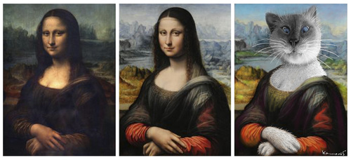 Cartoon: Dritte Mona Lisa aufgetaucht (medium) by marian kamensky tagged original,vinci,da,lisa,mona