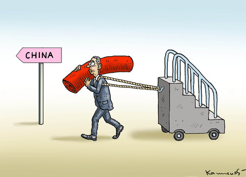 Cartoon: OBAMA IN CHINA (medium) by marian kamensky tagged obama,in,china,obama,in,china