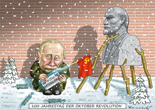 Cartoon: OKTOBER-REVOLUTION (medium) by marian kamensky tagged 100,jahrestag,der,oktober,revolution,100,jahrestag,der,oktober,revolution
