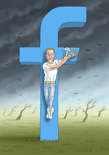 Cartoon: OPFER ZUCKERBERG (medium) by marian kamensky tagged zuckerberg,trump,digitale,affäre,populismus,betrug,zuckerberg,trump,digitale,affäre,populismus,betrug