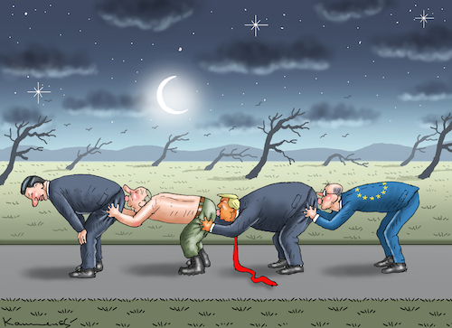 Cartoon: PROTEKTIONISTISCHE ROMANTIK (medium) by marian kamensky tagged putin,ukraine,kapitulation,trump,putin,ukraine,kapitulation,trump