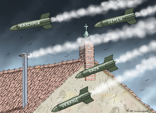 Cartoon: RAUCH NICHT NUR IM VATIKAN (medium) by marian kamensky tagged trumps,konklave,papst,kaschmir,jemen,vatican,trumps,konklave,papst,kaschmir,jemen,vatican