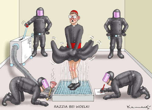 Cartoon: RAZZIA BEI WOELKI (medium) by marian kamensky tagged razzia,bei,woelki,razzia,bei,woelki