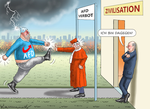 Cartoon: SCHOLZ GEGEN AFD-VERBOT (medium) by marian kamensky tagged scholz,gegen,afd,verbot,scholz,gegen,afd,verbot