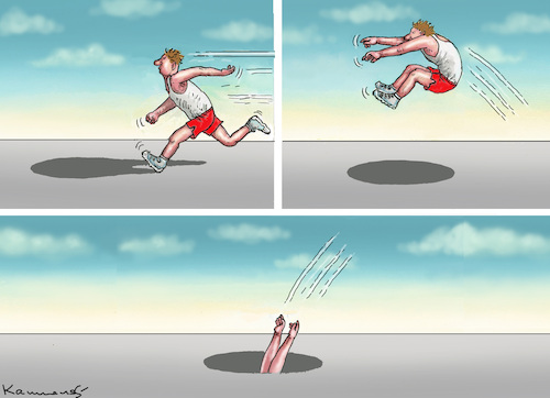 Cartoon: SPRUNG ÜBER DEN EIGENEN SCHATTEN (medium) by marian kamensky tagged doping,olympia,paris,doping,olympia,paris
