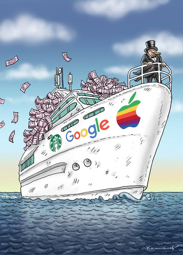 Cartoon: Steuerflucht (medium) by marian kamensky tagged steuerflucht,google,sparbuchs,apple,steueroasen,steuerflucht,google,sparbuchs,apple,steueroasen