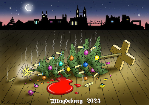 Cartoon: TERROR IN MAGDEBURG (medium) by marian kamensky tagged terror,in,magdeburg,terror,in,magdeburg