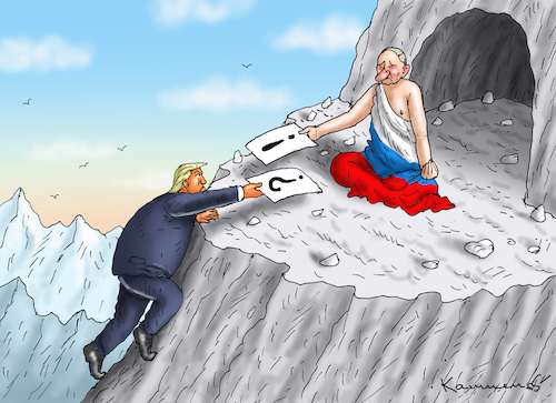 Cartoon: TO ASK OR NOT TO ASK-THAT IS TH (medium) by marian kamensky tagged putin,ukraine,kapitulation,trump,to,ask,putin,ukraine,kapitulation,trump