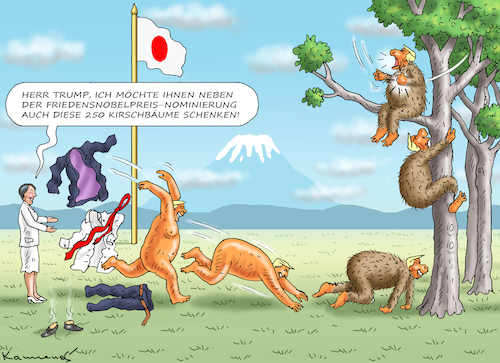 Cartoon: TRUMP BESUCHT JAPAN (medium) by marian kamensky tagged trump,besucht,japan,trump,besucht,japan