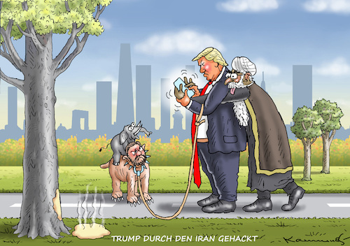 Cartoon: TRUMP DURCH DEN IRAN GEHACKT (medium) by marian kamensky tagged trump,durch,den,iran,gehackt,trump,durch,den,iran,gehackt