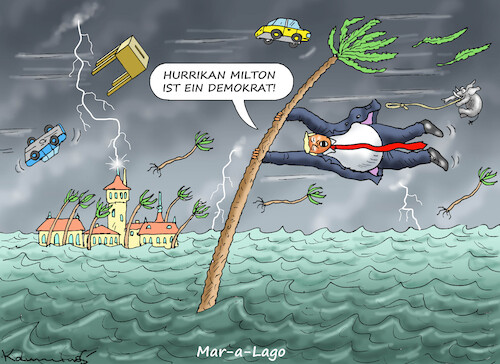 Cartoon: TRUMP UND DER HURRIKAN MILTON (medium) by marian kamensky tagged trump,und,der,hurrikan,milton,trump,und,der,hurrikan,milton