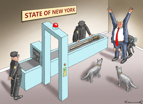Cartoon: TRUMPS ANKLAGE (medium) by marian kamensky tagged trumps,anklage,new,york,trumps,anklage,new,york
