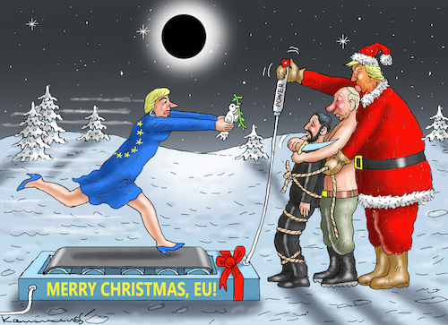 Cartoon: TRUMPS WEIHNACHTSGESCHENK (medium) by marian kamensky tagged trumps,weihnachtsgeschenk,trumps,weihnachtsgeschenk