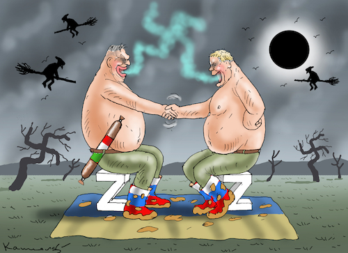 Cartoon: UKRAINEHASSER ORBAN UNDFICO (medium) by marian kamensky tagged ukrainehasser,orban,fico,ukrainehasser,orban,fico