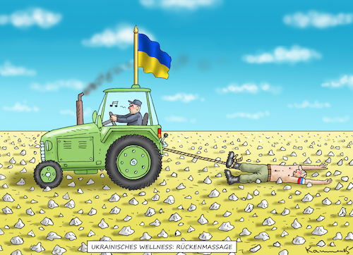 Cartoon: UKRAINISCHES WELLNESS RÜCKENMAS (medium) by marian kamensky tagged putins,bescherung,ukraine,provokation,swift,nato,osterweiterung,putins,bescherung,ukraine,provokation,swift,nato,osterweiterung