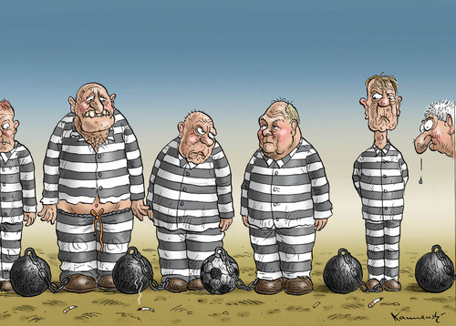 Cartoon: Ulis JVA Anpfiff (medium) by marian kamensky tagged uli,hoeness,fc,bayern,steuerbtrug,menschenhandel,jva,antritt,uli,hoeness,fc,bayern,steuerbtrug,menschenhandel,jva,antritt