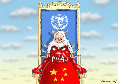 Cartoon: UN-SICHERHEITSRAT-PRÄSIDENT (medium) by marian kamensky tagged un,sicherheitsrat,präsidentschaft,china,xi,jingping,un,sicherheitsrat,präsidentschaft,china,xi,jingping
