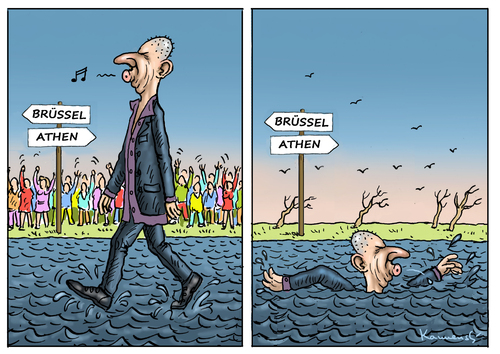 Cartoon: VAROUFAKIS IN BRÜSSEL (medium) by marian kamensky tagged alexis,tsipras,griechenland,rettungsschirm,janis,varoufakis,schuldenschnitt,eu,griechowestern,alexis,tsipras,griechenland,rettungsschirm,janis,varoufakis,schuldenschnitt,eu,griechowestern