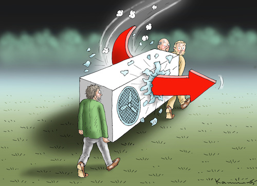 Cartoon: WÄRMEPUMPEN-RECHTSDRUCK (medium) by marian kamensky tagged wärmepumpen,rechtsdruck,wärmepumpen,rechtsdruck