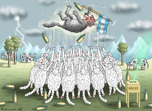 Cartoon: WAHLEN IN ARGENTINIEN (medium) by marian kamensky tagged wahlen,in,argentinien,javier,milei,wahlen,in,argentinien,javier,milei