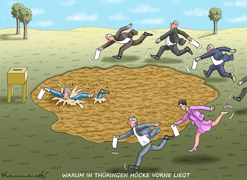 Cartoon: WARUM IN THÜRINGEN HÖCKE VORNE (medium) by marian kamensky tagged warum,in,thüringen,höcke,vorne,liegt,afd,wahlen,warum,in,thüringen,höcke,vorne,liegt,afd,wahlen