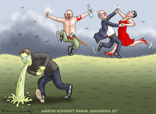 Cartoon: WARUM KÜHNERT KRANK GEWORDEN IST (medium) by marian kamensky tagged olafs,brandenburg,problem,afd,putin,propaganda,sachsen,thüringen,bsw,merz,scholz,kühnert,rücktritt,olafs,brandenburg,problem,afd,putin,propaganda,sachsen,thüringen,bsw,merz,scholz,kühnert,rücktritt