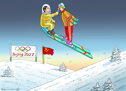 Cartoon: WINTER-OLYMPIADE IN CHINA (medium) by marian kamensky tagged winter,olympiade,in,china,winter,olympiade,in,china