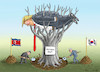 Cartoon: FRIEDENSBAUM (small) by marian kamensky tagged obama,trump,präsidentenwahlen,usa,baba,vanga,republikaner,inauguration,demokraten,kim,jong,un,wikileaks,faschismus