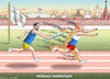 Cartoon: MOSKAU MARATHON (small) by marian kamensky tagged nervöse,olympische,spiele,in,paris,moskau,marathon,putin,selenskyj,kursk