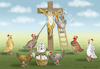 Cartoon: PROBLEMOSTERHASE (small) by marian kamensky tagged ostern,osterhase,jesus,christus,christentum,heidentum