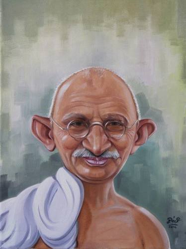 Cartoon: Gandhi (medium) by amr fahmy art tagged gandhi