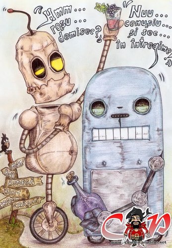 Cartoon: Robotzii Mo and Foca (medium) by corabiapiratilorgmailcom tagged piratilor,corabia,portrete,desene,caricaturi
