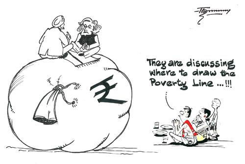 Cartoon: Drawing the Povery Line (medium) by Thommy tagged poverty,line,india
