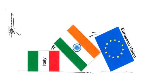 Cartoon: Italy India and EU (medium) by Thommy tagged italy,india